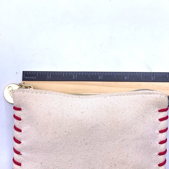 Chloé Parfum Canvas Coin Purse Makeup Case Gold Charm Red Stitching Chic Travel - Picture 7 of 12